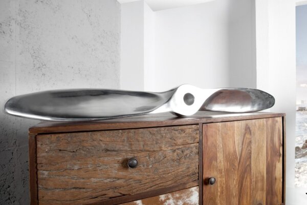 Wandskulptur Propeller Metall Handarbeit 110 cm in Silber