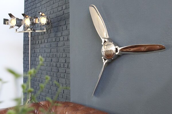 Deko Propeller Wand Metall Handarbeit 90x90 cm in Kupfer