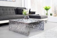 Couchtisch Metall 60x60 cm in Silber Handarbeit