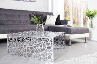 Couchtisch Metall 60x60 cm in Silber Handarbeit