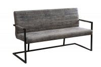 Sitzbank Microfaser Eisen 160 cm in Grau Schwarz