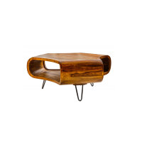 Couchtisch Sheesham Holz Metall 90x80 cm in Natur Schwarz