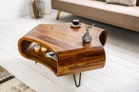 Couchtisch Sheesham Holz Metall 90x80 cm in Natur Schwarz