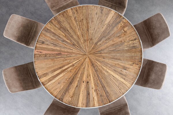 Esstisch 140x140 cm Teakholz Hartglas Edelstahl Braun Chrom