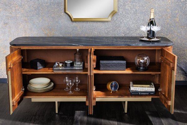Sideboard Marmor Holz Metall 160 cm breit Art Déco Design