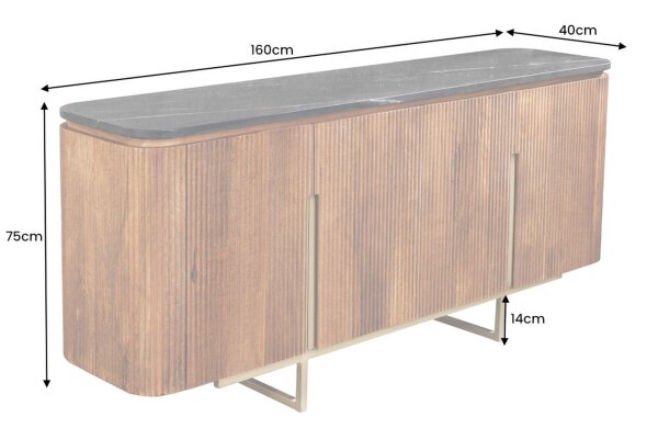 Sideboard Marmor Holz Metall 160 cm breit Art Déco Design