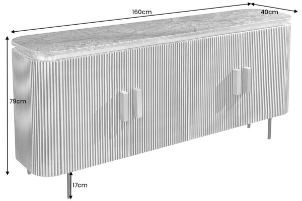 Sideboard Marmor Holz Metall in Grün Messing Art Déco 160 cm