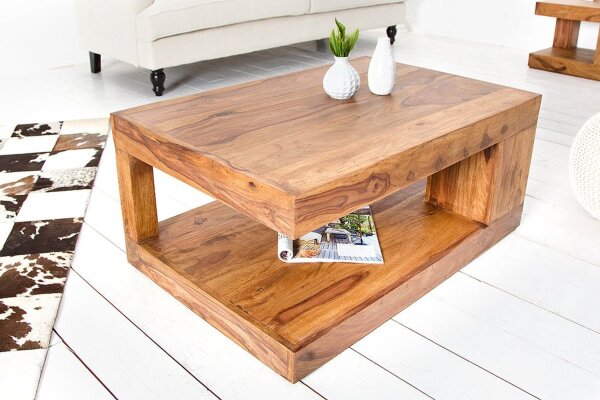 Couchtisch Sheesham Holz 90x80 cm in Natur