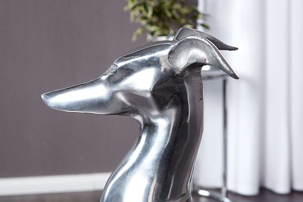 Deko Statue Windhund Aluminium 25x40 cm in Silber