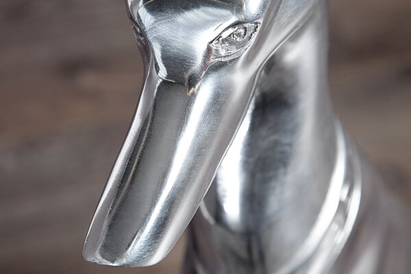 Deko Statue Windhund Aluminium 25x40 cm in Silber