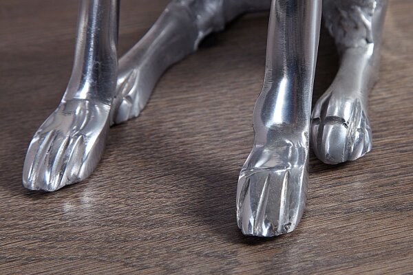 Deko Statue Windhund Aluminium 25x40 cm in Silber