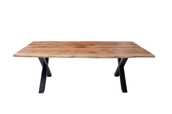 Esstisch Akazienholz Metall 200x43 cm in Natur Schwarz
