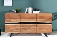 Sideboard Akazienholz Metall 118 cm in Natur Schwarz