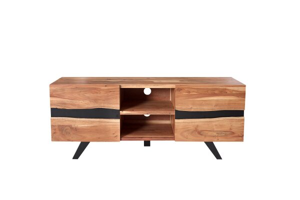 TV-Lowboard Akazienholz Metall 160x150 cm in Natur Schwarz