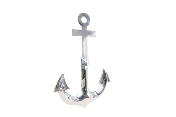 Wandskulptur Aluminium 47 cm in Silber Anker