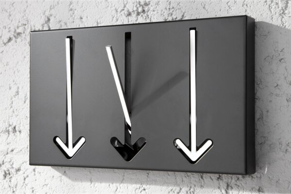 Wandgarderobe Metall 90 cm in Schwarz Weiß