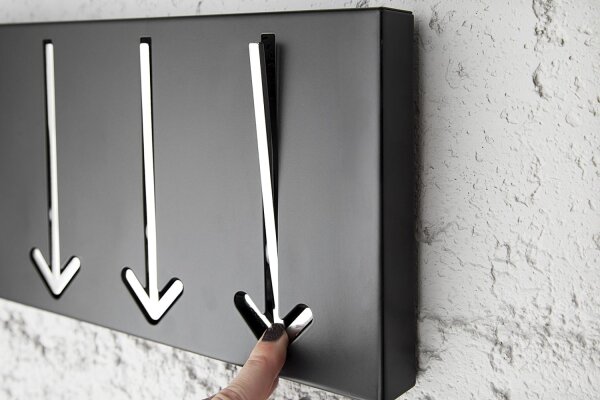 Wandgarderobe Metall 90 cm in Schwarz Weiß