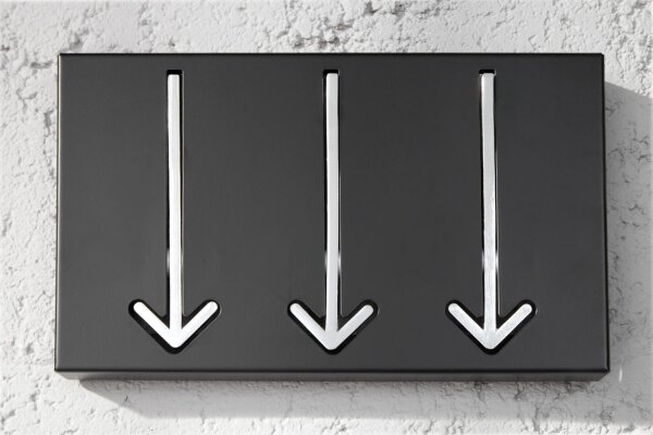 Wandgarderobe Metall 90 cm in Schwarz Weiß
