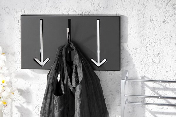 Wandgarderobe Metall 90 cm in Schwarz Weiß