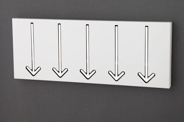 Wandgarderobe Metall 45 cm in Weiß mit 5 Haken