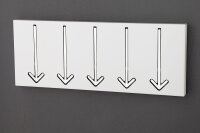 Wandgarderobe Metall 45 cm in Weiß mit 5 Haken