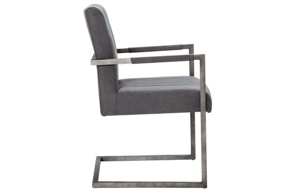 Esszimmerstuhl Microfaser Eisen 55 cm in Vintage Grau Schwarz