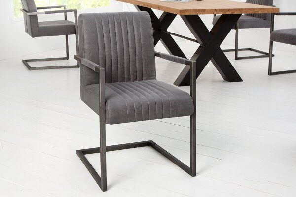 Esszimmerstuhl Microfaser Eisen 55 cm in Vintage Grau Schwarz