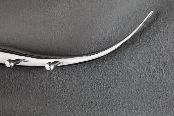 Wandgarderobe Stierkopf aus Aluminium 4 Haken 100cm lang