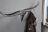Wandgarderobe Stierkopf aus Aluminium 4 Haken 100cm lang