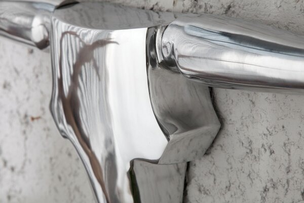 Wandskulptur Stierkopf 100 cm in Silber