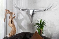 Wandskulptur Stierkopf 100 cm in Silber