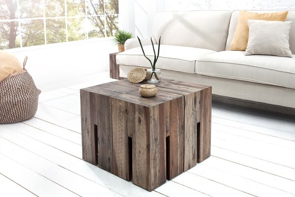 Couchtisch Treibholz 30x30 cm in Grau