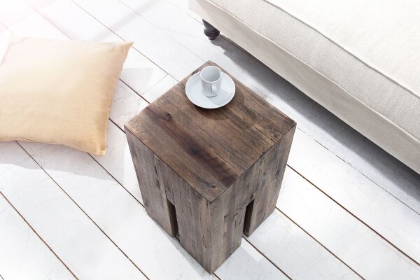 Couchtisch Treibholz 30x30 cm in Grau