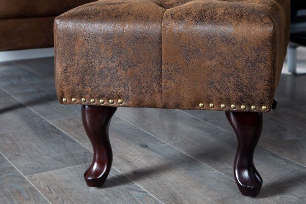 Hocker Microfaser Holz 80x110 cm in Antik Braun