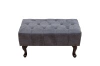 Hocker Microfaser Holz 80x45 cm in Antik Grau