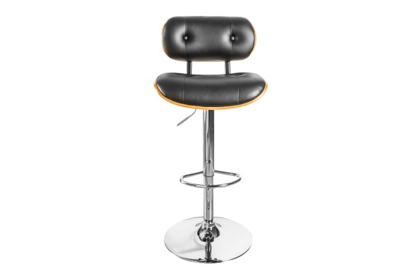 Barhocker Kunstleder Echtholzfurnier Metall in Schwarz Natur