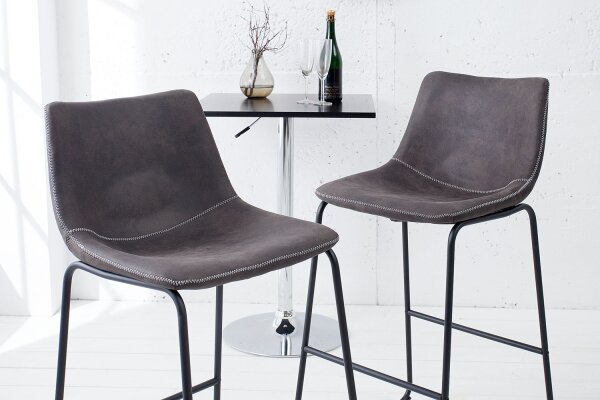 Bartisch Microfaser Eisen 49 cm in Vintage Grau Schwarz