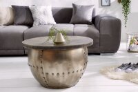 Couchtisch Mango Holz Metall Ø 68 cm in Grau Silber