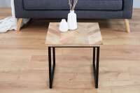 Couchtisch Mango Holz Metall 45x160 cm in Natur Schwarz