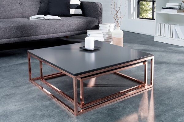 Couchtisch MDF Metall 2er Set in Anthrazit Kupfer