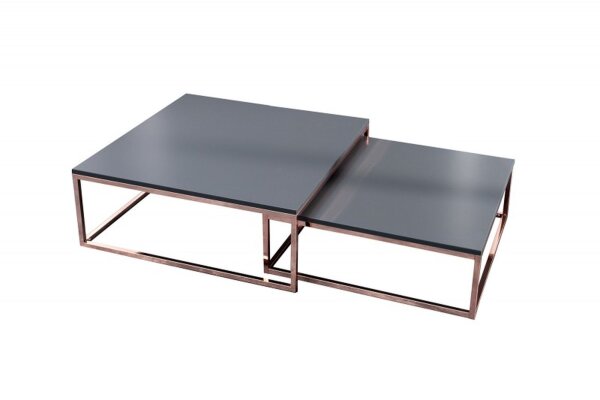 Couchtisch MDF Metall 2er Set in Anthrazit Kupfer