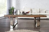 Couchtisch recyceltes Teakholz Metall 110x14,5 cm in Natur