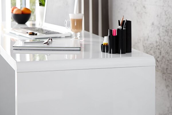 Schreibtisch MDF lackiert 20 cm in Weiß Hochglanz