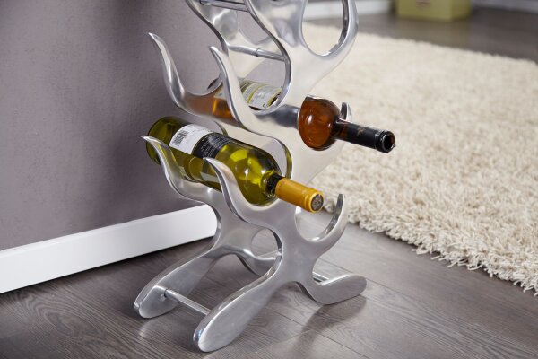 Weinregal Aluminium Handarbeit 15 cm in Silber