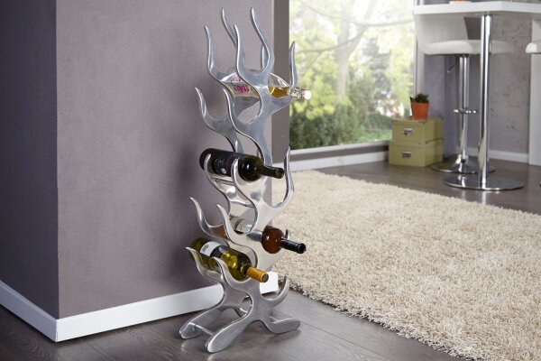 Weinregal Aluminium Handarbeit 15 cm in Silber
