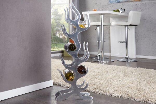 Weinregal Aluminium Handarbeit 15 cm in Silber