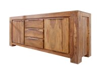 Sideboard Sheesham Holz Aluminium 40 cm in Natur Silber