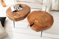 Couchtisch Akazienholz Metall Ø 60 cm in Natur...