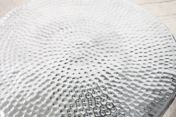 Couchtisch Aluminium Hammerschlag Ø 60 cm in Silber