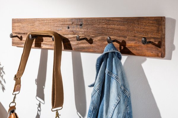 Wandgarderobe recyceltes Teakholz Metall 74 cm in Natur